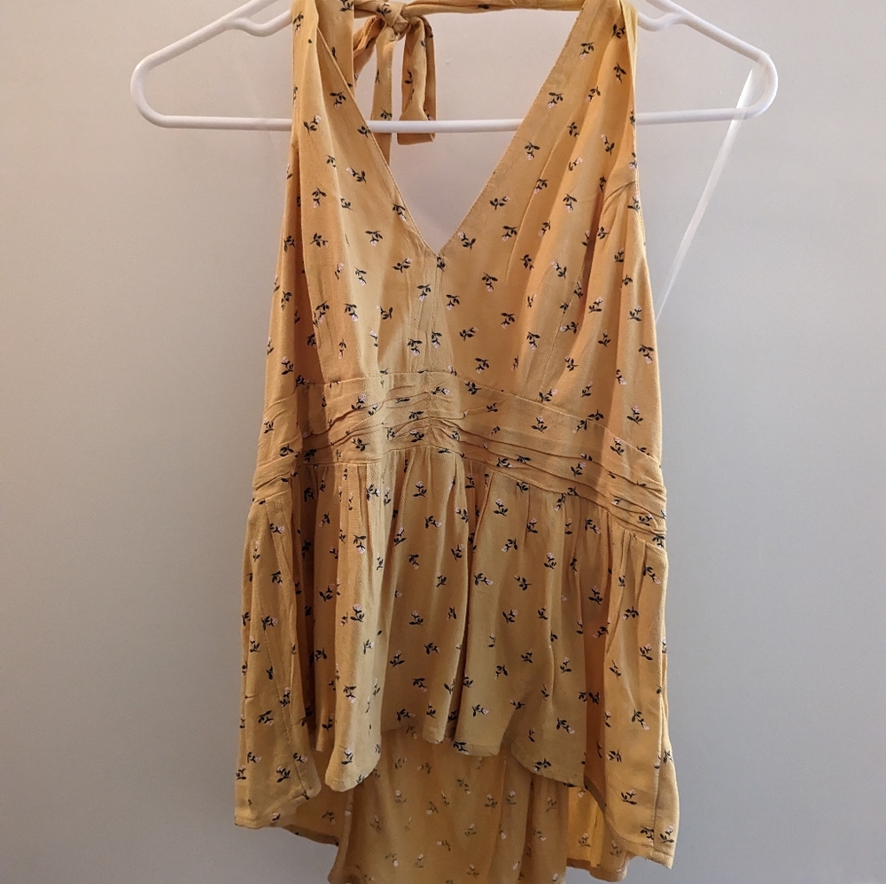 Yellow Floral Sleeveless Top